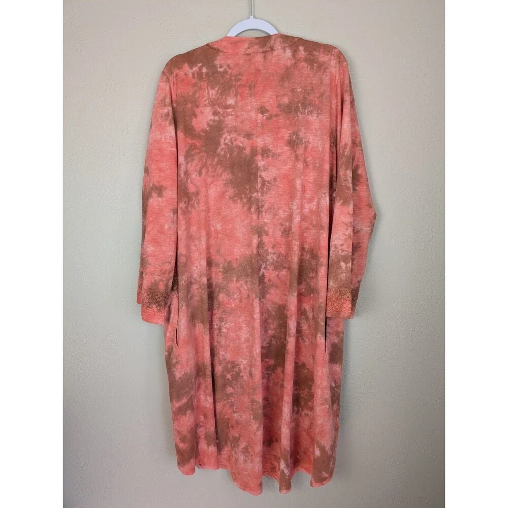 LOGO by Lori Goldstein Tie Dye Lace Duster Cardigan Kimono Size 2X
